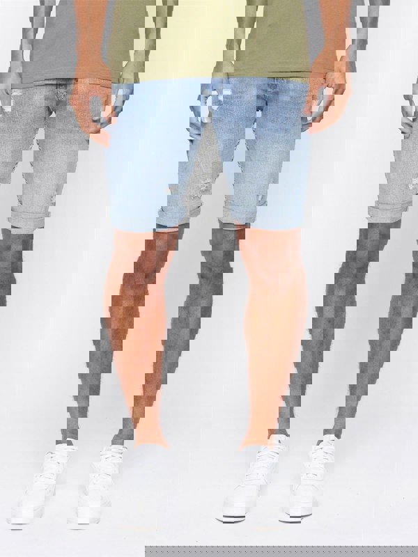 Crosshatch Riptrey Abraised Denim Shorts Light Wash
