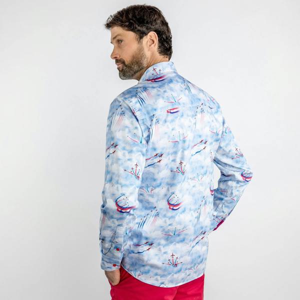RED ARROW PLANES PRINT SHIRT – Premium Men's Patterned Shirt by Claudio Lugli | Bold Design, Tailored Fit, Best Printed Shirts