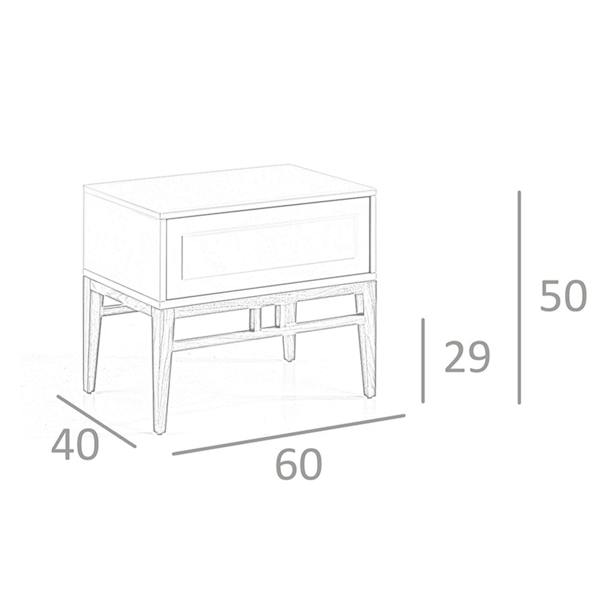 Angel Cerdá Beige and Walnut Wood Bedside Table 7035