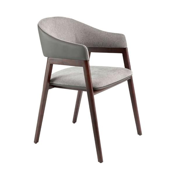 Angel Cerdá Grey Fabric and Dark Mink Leatherette Chair 4091