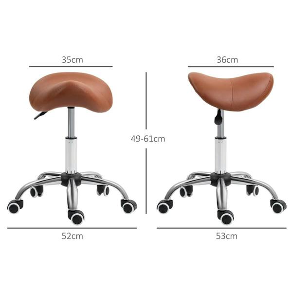 Dyzi PU Leather Saddle Stool Adjustable Height Padded Seat Brown