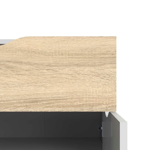 Wyld Haus Sapporo White and Natural Oak Small Sideboard 1 Drawer 2 Doors