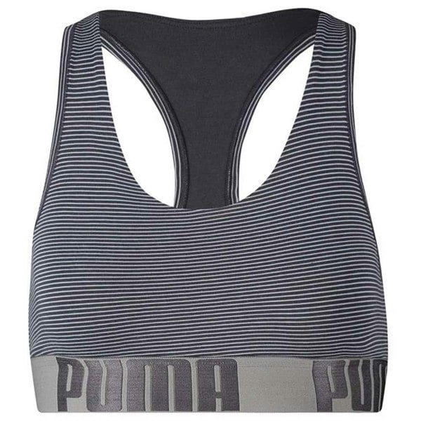 Puma Cotton Modal Stretch Mini Stripe Bralette, Light Blue / Periscope
