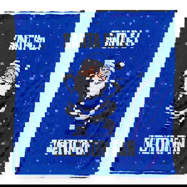 BritishmadeGifts Santa is a Everton Football Fan - Luxury Fleece Blanket 150cm X 150cm
