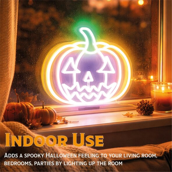 Scotts of Stow Fxlab Halloween Pumpkin Silhouette Neon Light Indoor USB Decoration