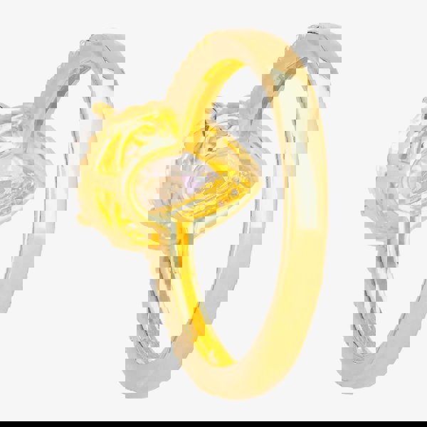 Starbright Gold Pear-Cut Cubic Zirconia Halo Shouldered Ring R6163 3A GP