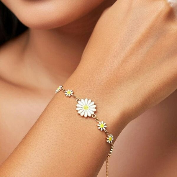 The Colourful Aura Sun Flower Charms Summer Indie Boho Daisy Floral Adjustable Bracelet
