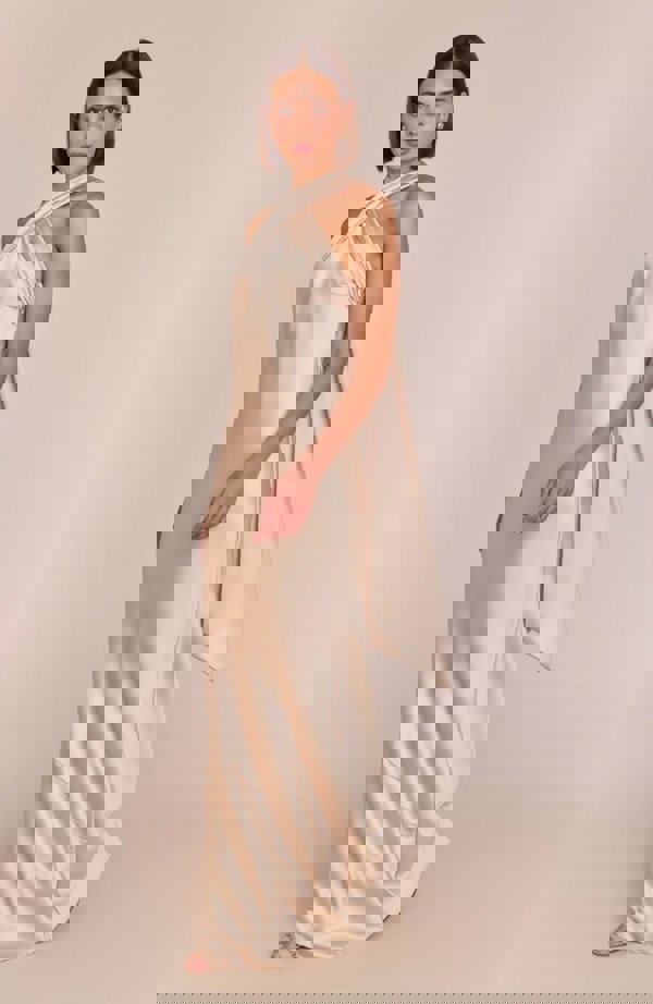 Rewritten London Roma Dress in Champagne Satin