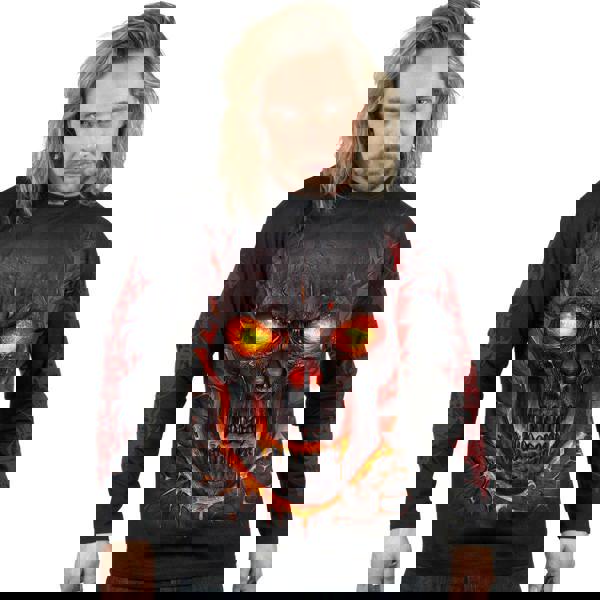 SKULL LAVA - Longsleeve T-Shirt Black - Spiral USA