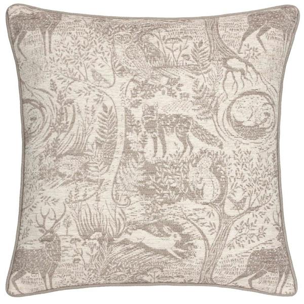 Furn Winter Woods Chenille Animals Cushion Cover - Taupe - 