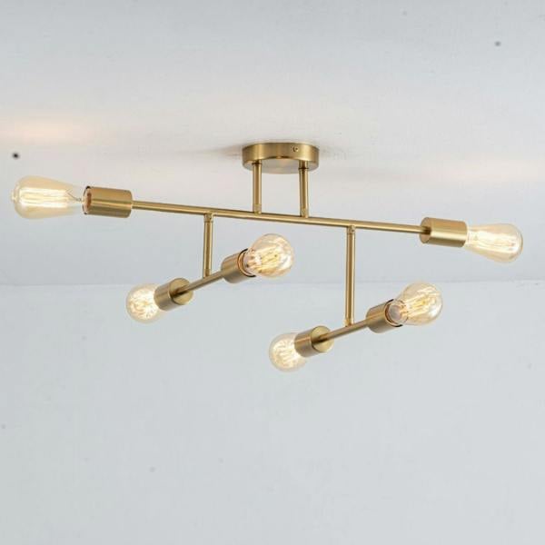 Pagazzi Lighting Leni 6-Light Natural Brass Semi-Flush Ceiling Light
