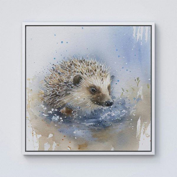 Warren Reed Hedgehog Watercolour Framed Canvas