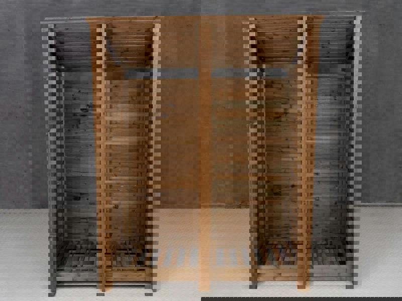 Arbor Garden Solutions Wooden Log Store (Roof Sloping Back) W-146cm, H-126cm or 180cm, D-88cm - Brown Finish