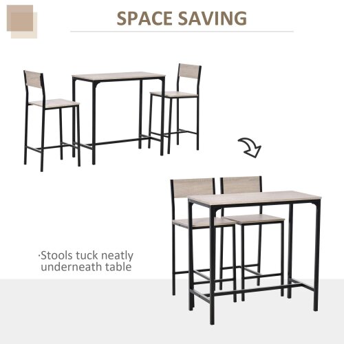 Wyld Haus Noro Metal And Wooden Industrial 3 Piece Breakfast Bar Set With Stools