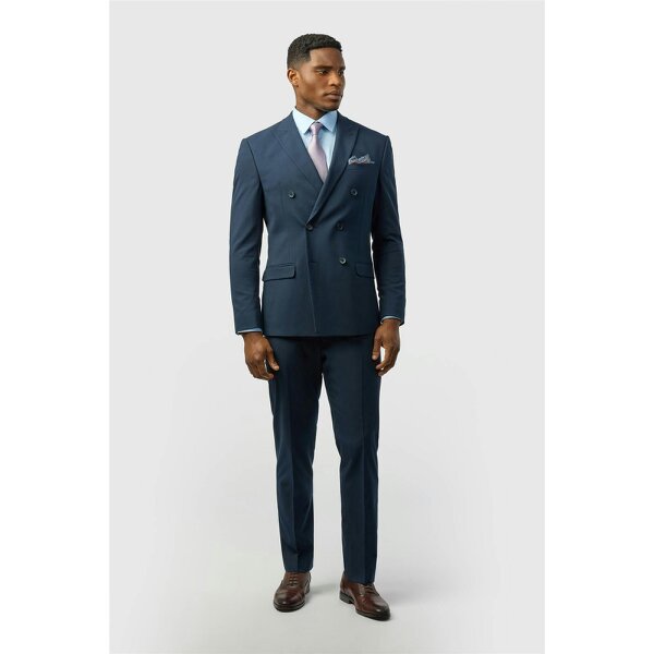 Limehaus Slim Fit Navy Stretch Double Breasted Jacket