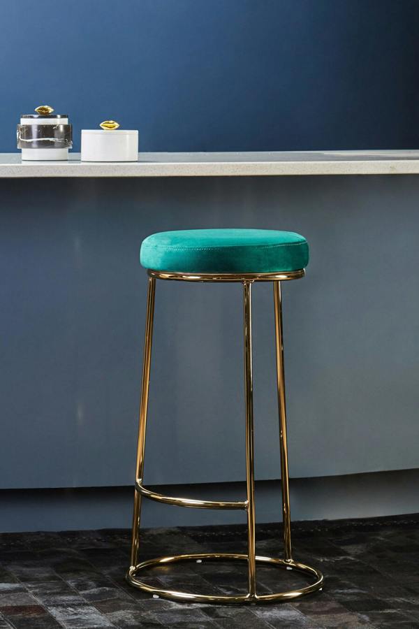 Interiors by Premier Manhattan Green Velvet Tall Bar Stool