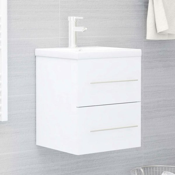 Berkfield Sink Cabinet with Built-in Basin White Engineered Wood