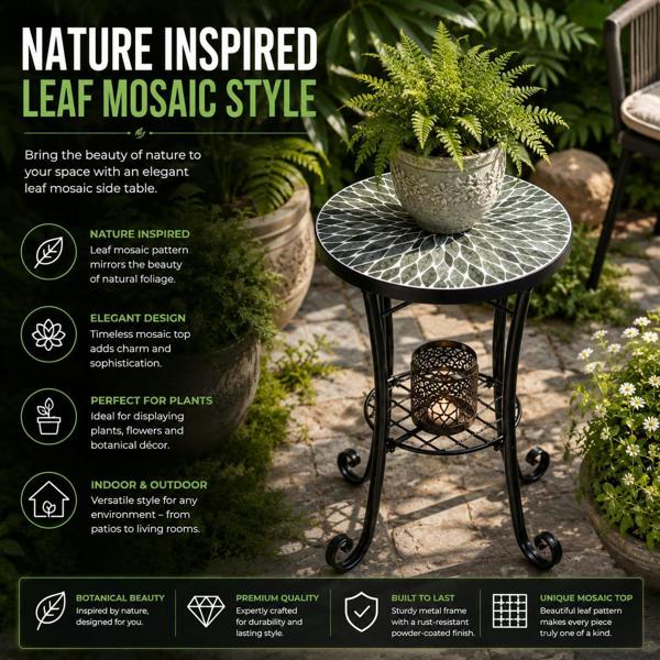 35cm Leaf Mosaic Plant Stand/Side Table image 7