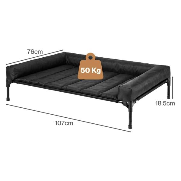 Skylos Elevated Dog Bed Large Breathable Three Sided Bolster for Outdoor Black