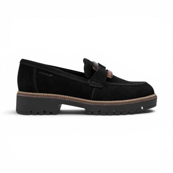 Tamaris Women's Black Suede Leather Loafer Casual Shoes - 24722-43