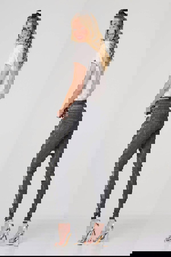 Dark Grey | Plain Skinny Tie Waist Trousers