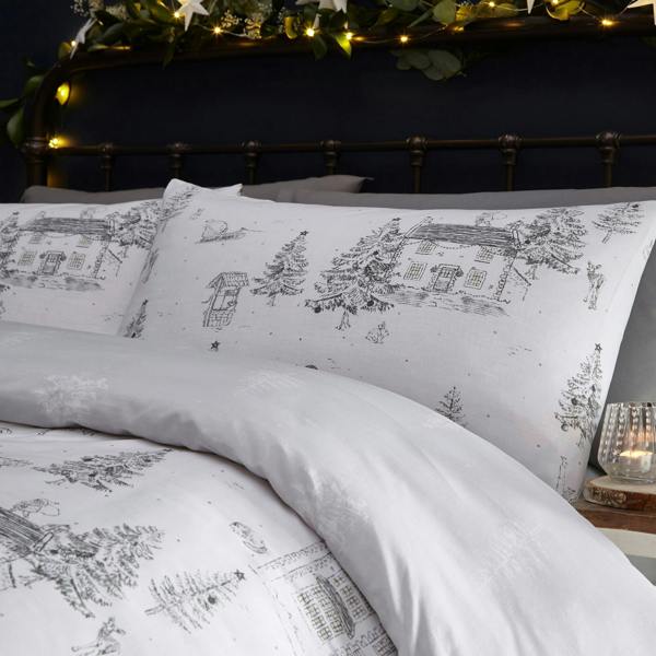 Furn Toile Duvet Cover Set - White/Grey - 