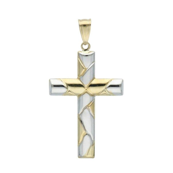 Christopher James of London 9ct Yellow Gold & 9ct White Gold Cross Pendant and Optional Chain