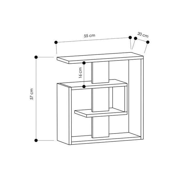 Decortie Saly Modern 3-Tier Compact Side Table with Storage Shelves 57cm