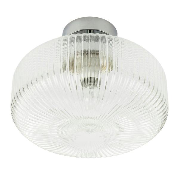 Modern Bathroom Ceiling Light with Clear Fluted Glass in Shiny Chrome Image 3