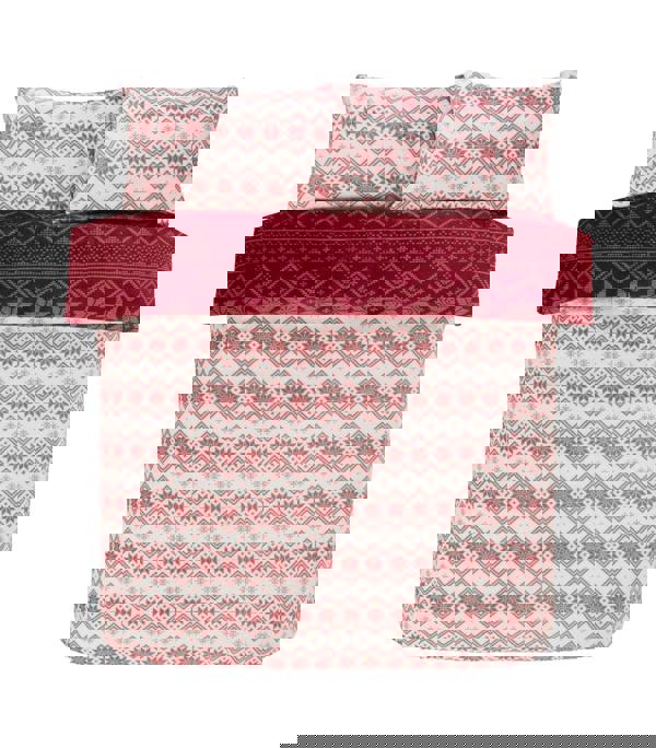 Smart Living Fairisle Flannel Fleece Reversible Duvet - Red