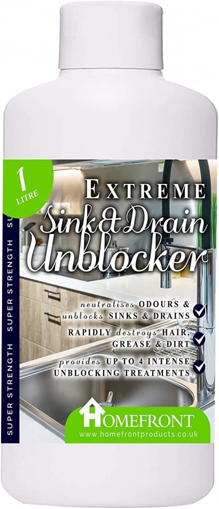 Homefront Extreme Sink & Drain Cleaner - Removes Hair, Grease & Dirt and Neutralises Odours 1L