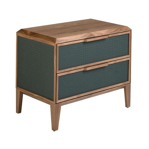 Angel Cerdá Dark green pvc and walnut bedside table 7149