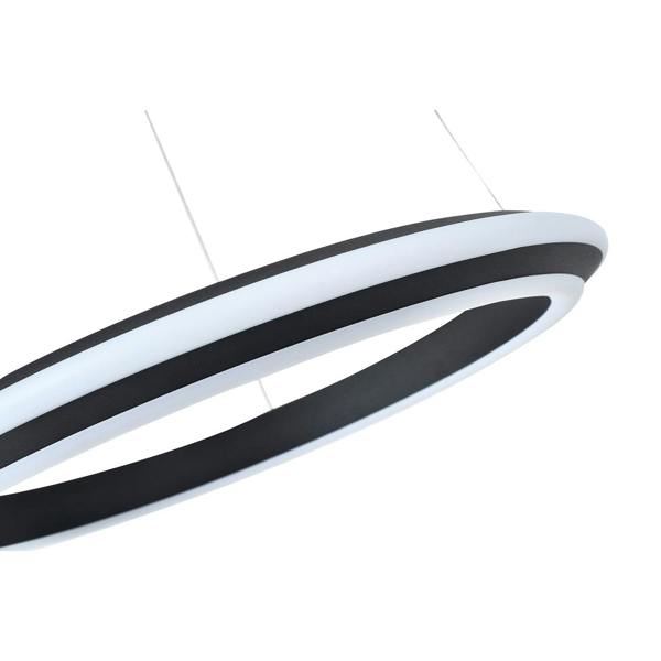 Modern LED Circular Halo Pendant Light Fitting in Matte Sand Black Image 4