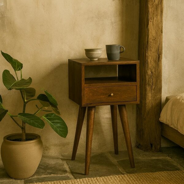 Wyld Haus Olbia Mini Chestnut Mango Wood Bedside Table with Drawer