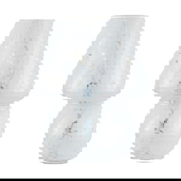 Modern Designer Mushroom Glass Table Lamp in White Snowflake Pattern Image 5