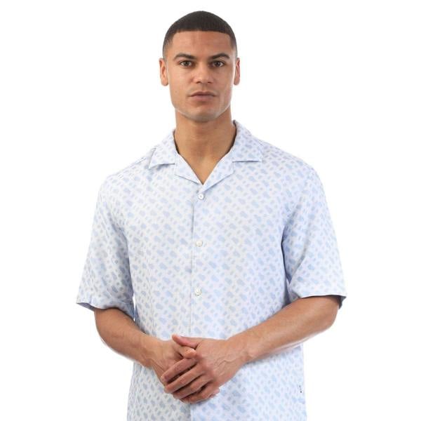 Boss Mens C-Lars-252 Lyocell Short-Sleeved Shirt - Blue - 