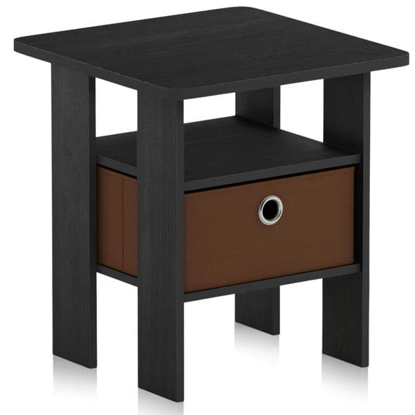 WALPLUS Andrey End Table Nightstand with Bin Drawer, Americano/Medium Brown | Stylish Table for Home Use with Practical and Modern Design