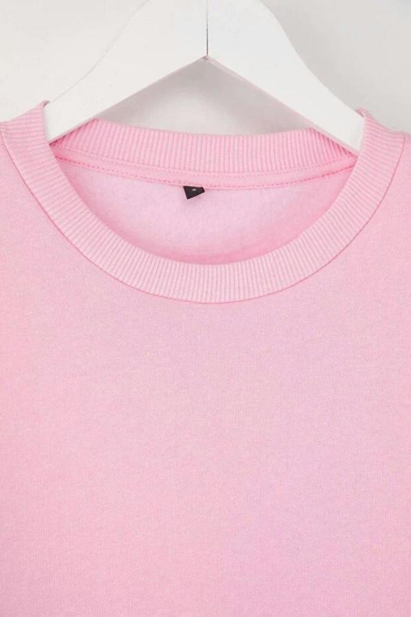 Hoxton Gal Thick Fleece-Lined Regular Fit Crew Neck Basic Knit Sweatshirt