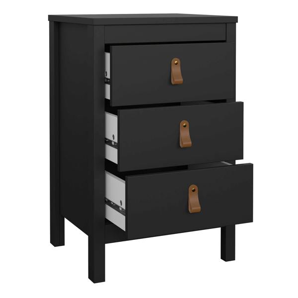 Wyld Haus Wildberry Matt Black Bedside Table 3 Drawers