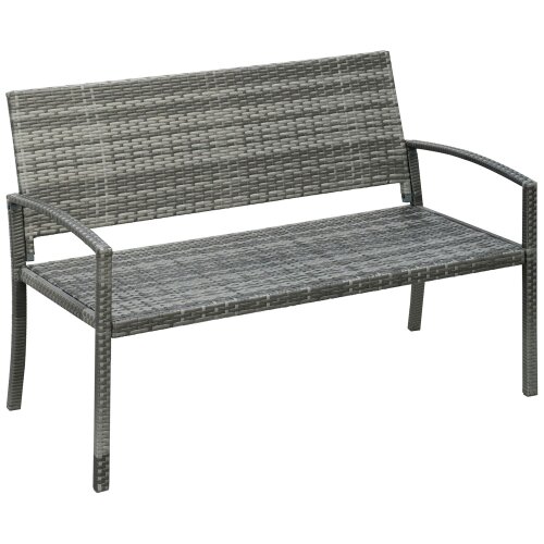 Wyld Haus Mata Rattan Grey 2 Seater Garden Bench With Armrests