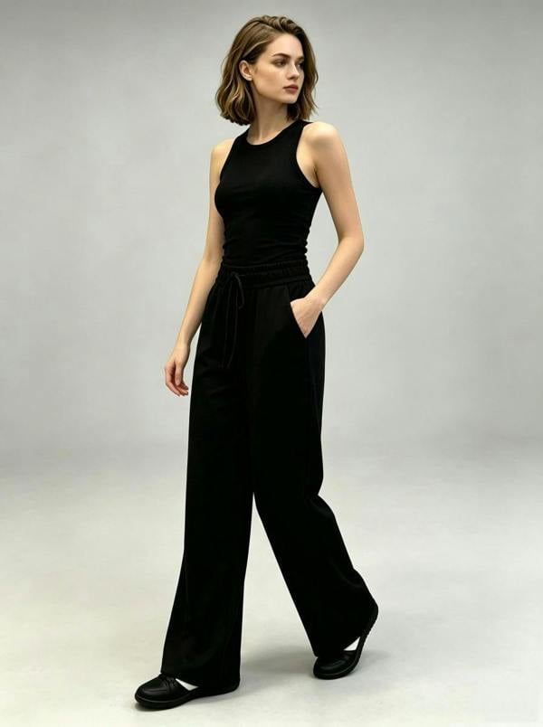 Anniou Women's Straight Wide-leg Pants