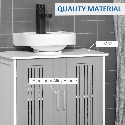 Wyld Haus Nelike Grey Under Sink Vanity Unit With Double Doors And Adjustable Shelving Modern Design