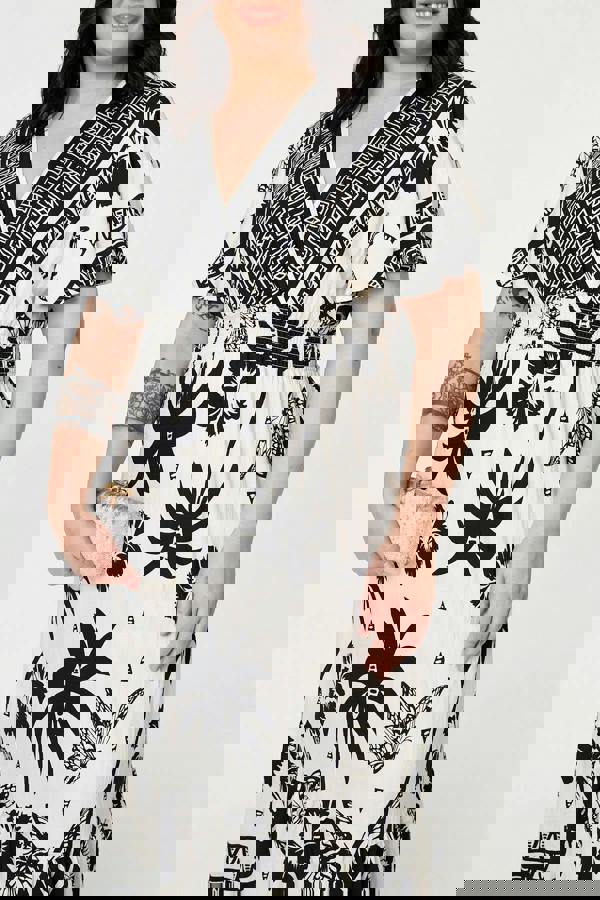 White | Curve Tropical Empire Waist Maxi Dress