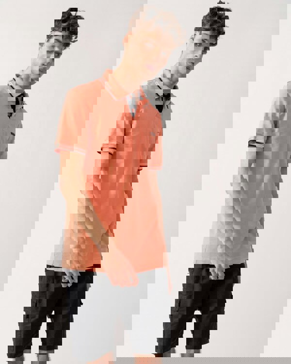 BOSS Green Paul Mens Short Sleeve Polo Shirt With Contrast Tipping - Pink 650