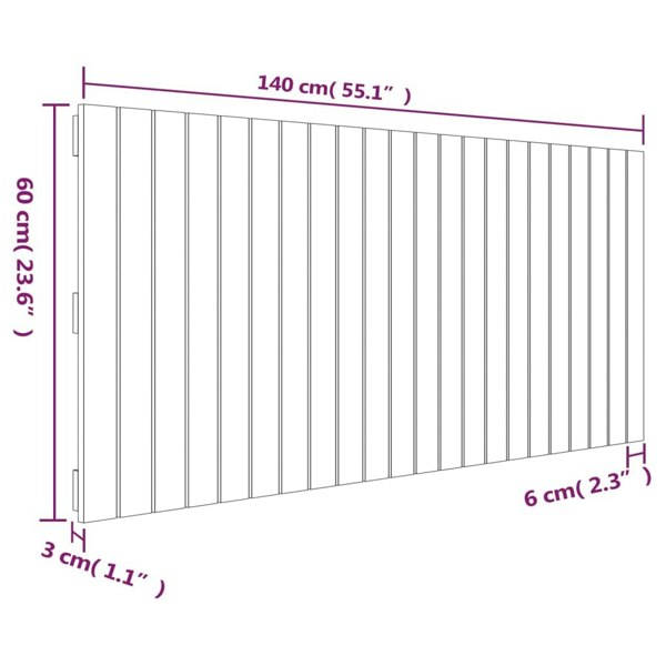 Berkfield Wall Headboard 140x3x60 cm Solid Wood Pine