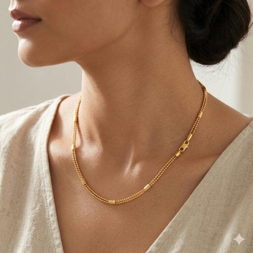 The Colourful Aura Two Strand Gold Brass Necklace for Women