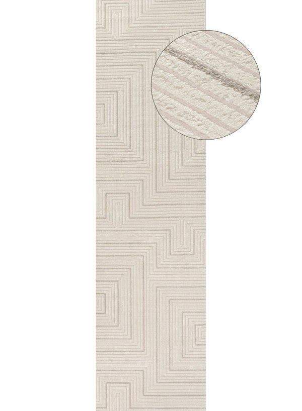 Geometric Living Room rug, grey-cream colours, stain-resistant and non-shedding