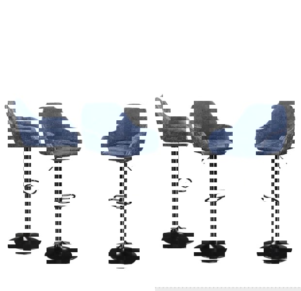 Modcraft Set of 2 Adjustable Swivel Bar Stools with Backrest & Armrests – Faux Leather Blue Chairs