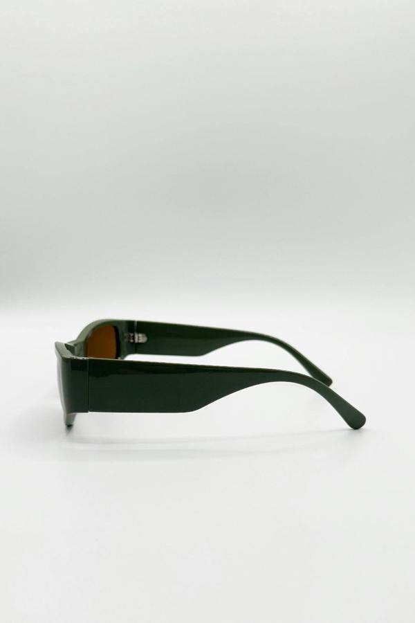 Racer Wrap Around Sunglasses In Dark Green - svnx