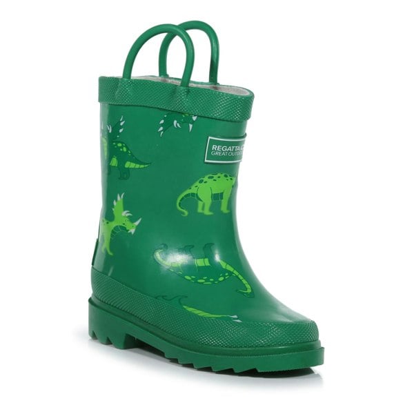 Regatta Great Outdoors Childrens/Kids Minnow Patterned Wellington Boots - Jellybean Green